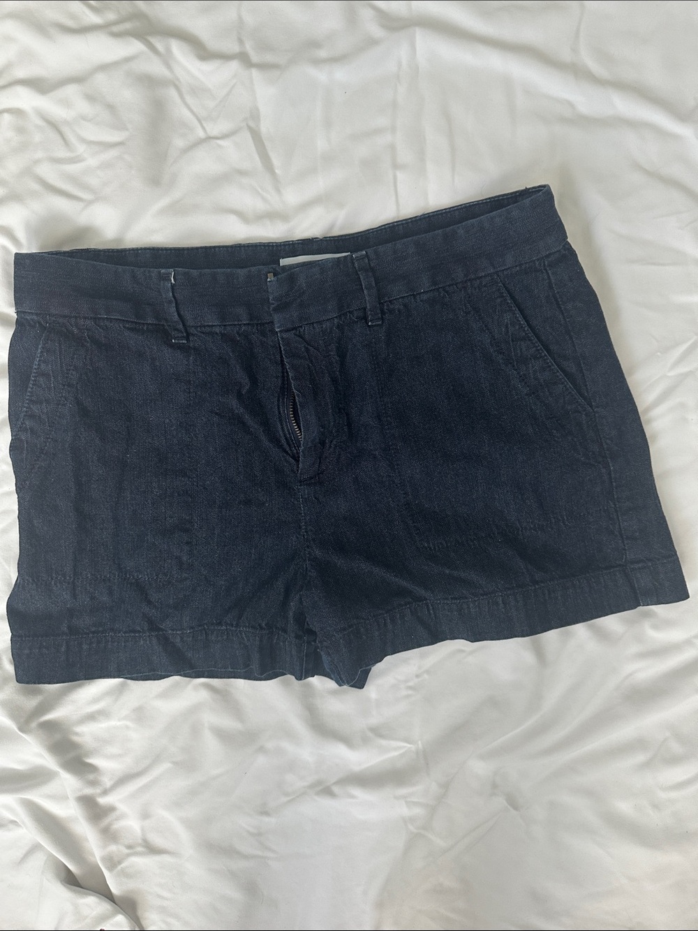 LOFT Navy Cotton-Linen Blend Bermuda Shorts
